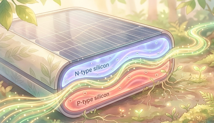 태양광 패널 N타입 P타입 실리콘 전기 생산